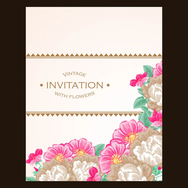 Invitation délicate avec des fleurs pour mariage — Image vectorielle