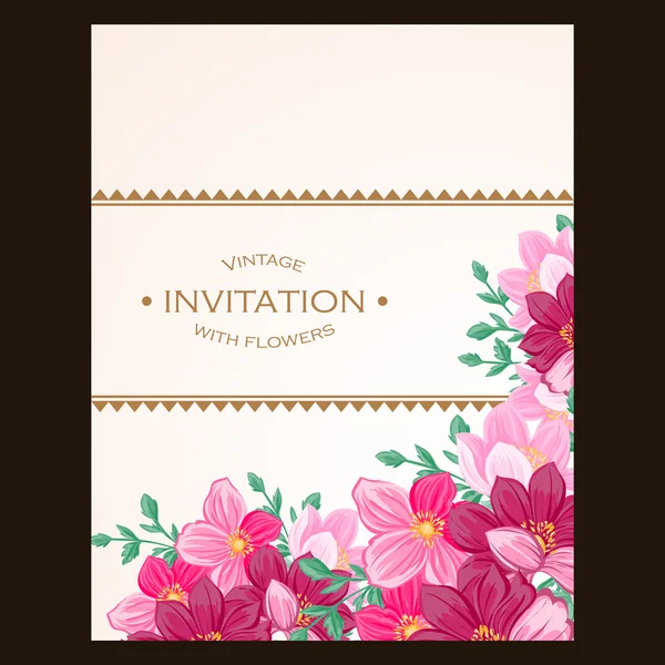 Invitation délicate avec des fleurs pour mariage — Image vectorielle