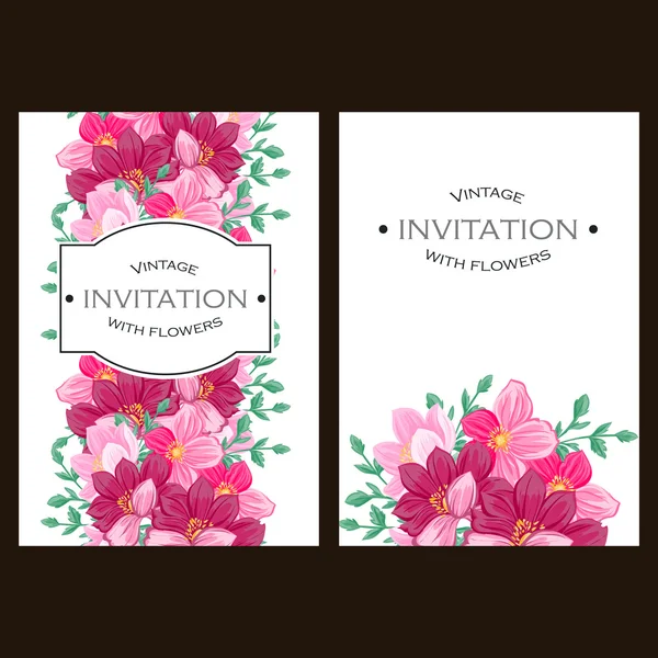 Delicate invitation with flowers for wedding — Stock Vector