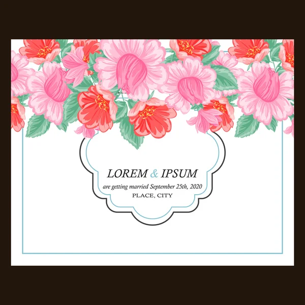 Invitation délicate avec des fleurs pour mariage — Image vectorielle