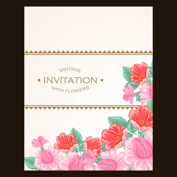 Invitation délicate avec des fleurs pour mariage — Image vectorielle