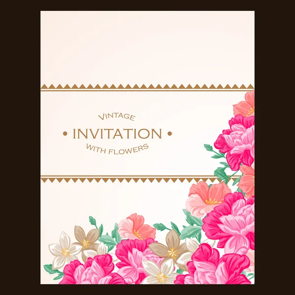 Invitation délicate avec des fleurs pour mariage — Image vectorielle