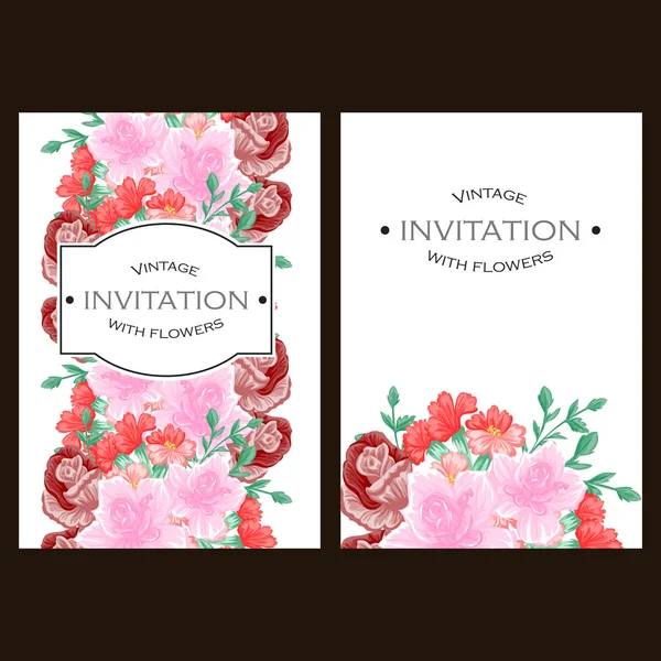 Delicate invitation with flowers for wedding — Stock Vector