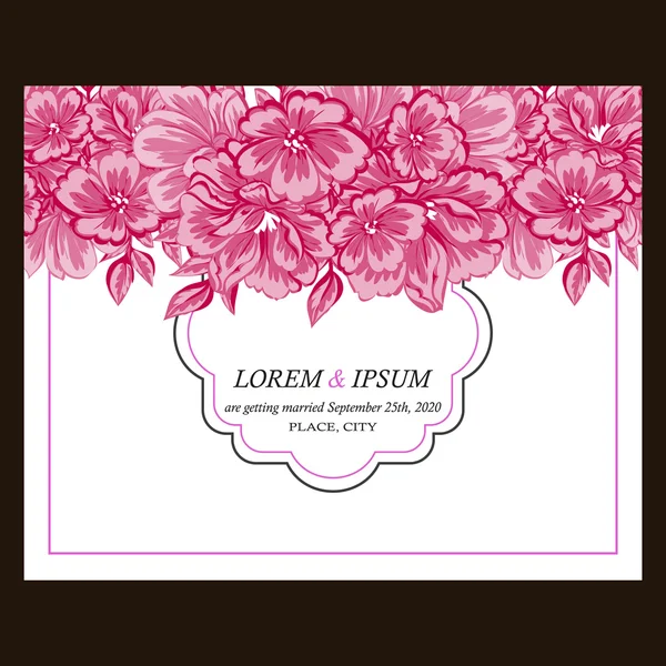 Invitation délicate avec des fleurs pour mariage — Image vectorielle