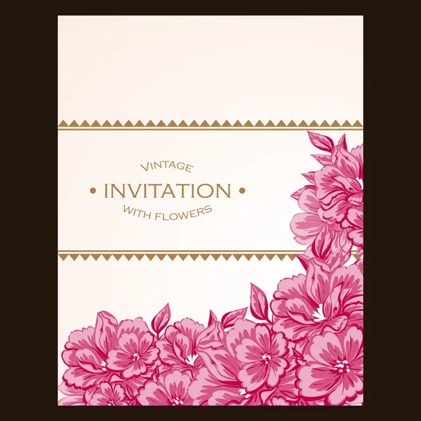 Invitation délicate avec des fleurs pour mariage — Image vectorielle