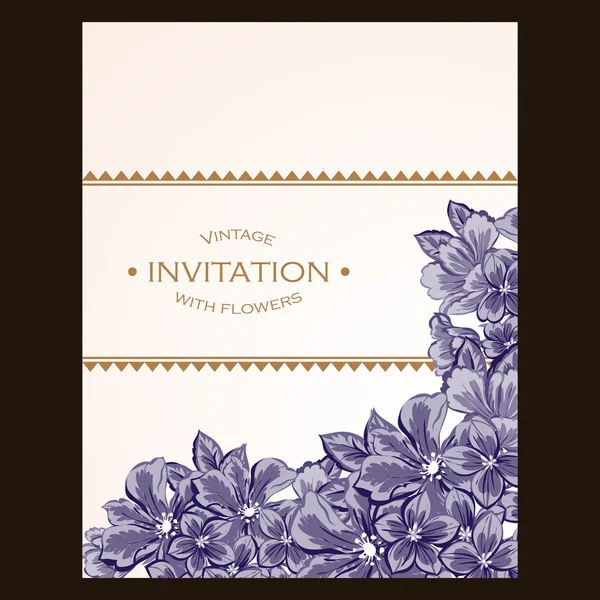 Delicada invitación con flores para la boda — Vector de stock