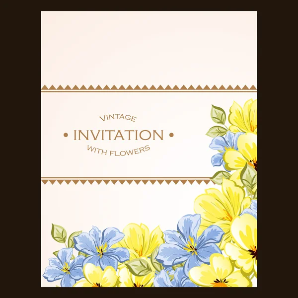 Invitation délicate avec des fleurs pour mariage — Image vectorielle