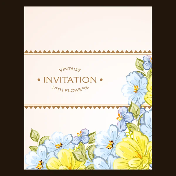 Invitation délicate avec des fleurs pour mariage — Image vectorielle