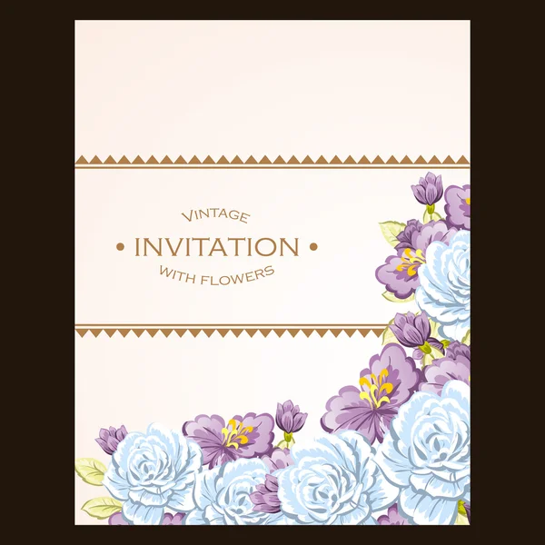 Invitation délicate avec des fleurs pour mariage — Image vectorielle