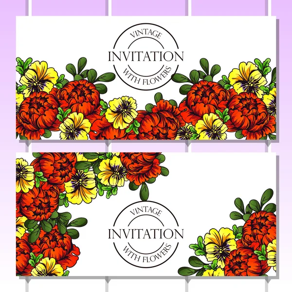 Delicate invitation with flowers for wedding — Stock Vector