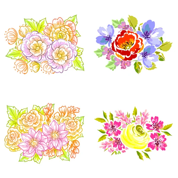 Flower bouquet set — Stock Vector