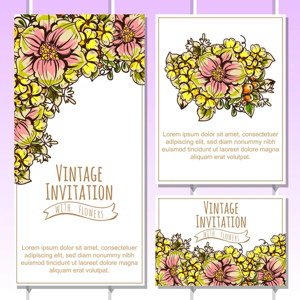 Delicate invitation with flowers for wedding — Stock Vector