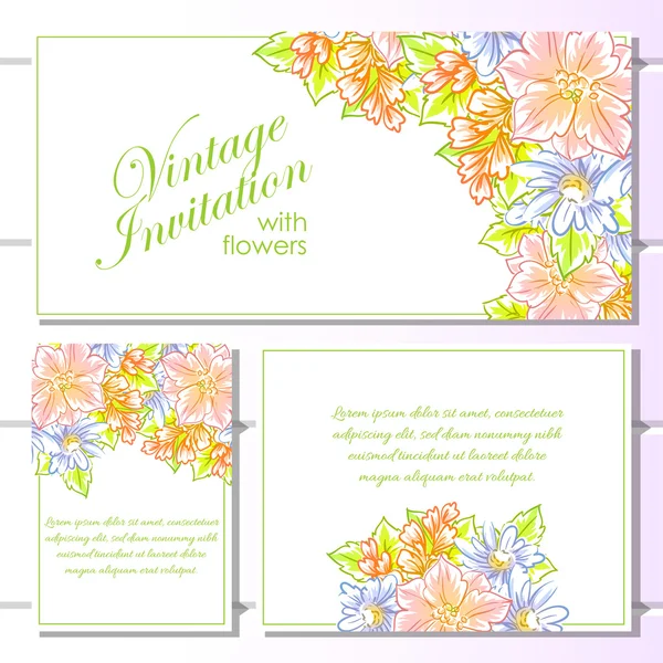 Invitation délicate avec des fleurs pour mariage — Image vectorielle