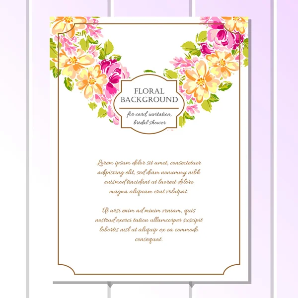 Delicada invitación con flores — Vector de stock