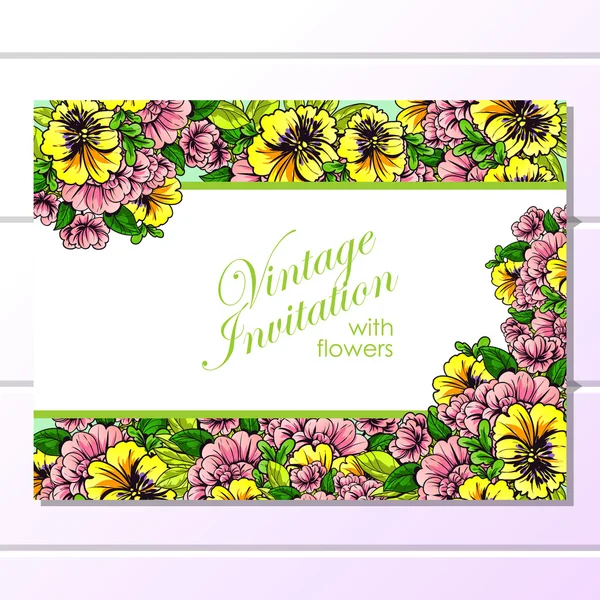 Delicate invitation with flowers for wedding — Stock Vector