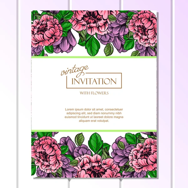 Invitation délicate avec des fleurs — Image vectorielle