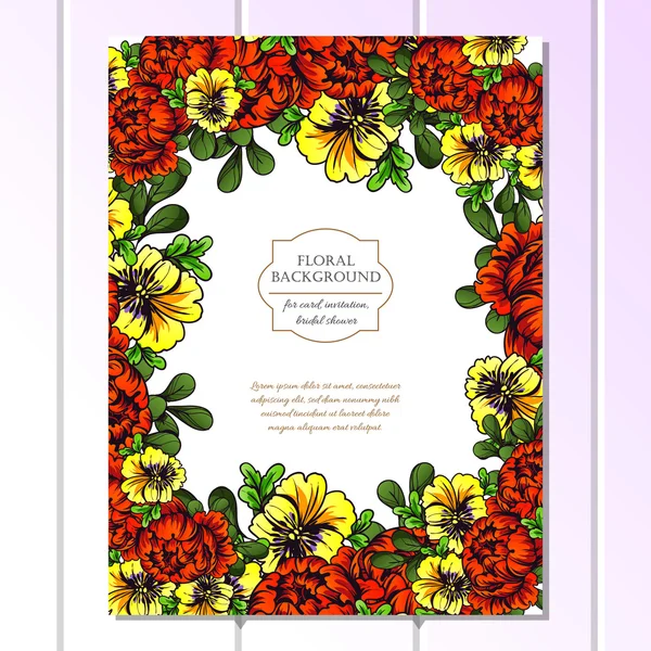 Invitation délicate avec des fleurs pour mariage — Image vectorielle