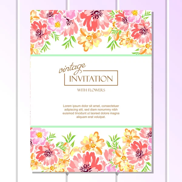 Invitation délicate avec des fleurs — Image vectorielle