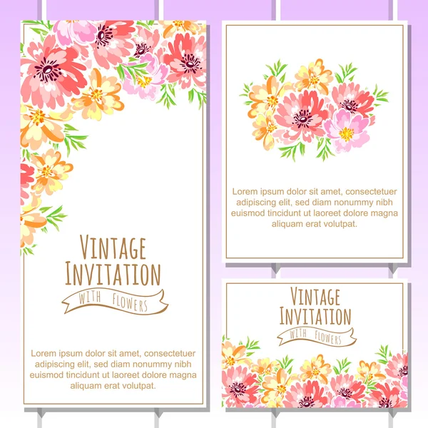 Delicada invitación con flores — Archivo Imágenes Vectoriales