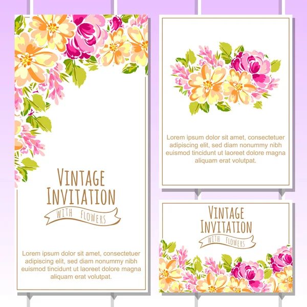 Delicate uitnodiging met bloemen — Stockvector