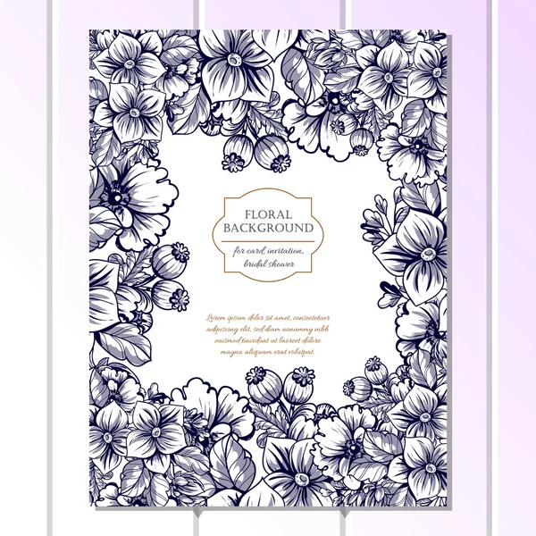 Invitation délicate avec des fleurs pour mariage — Image vectorielle