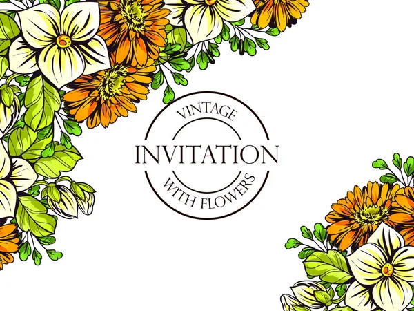 Delicada invitación con flores para la boda — Archivo Imágenes Vectoriales