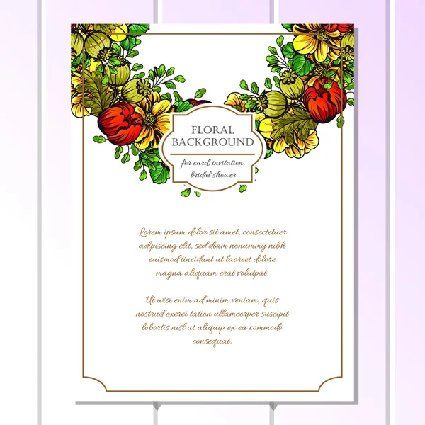 Delicada invitación con flores — Vector de stock