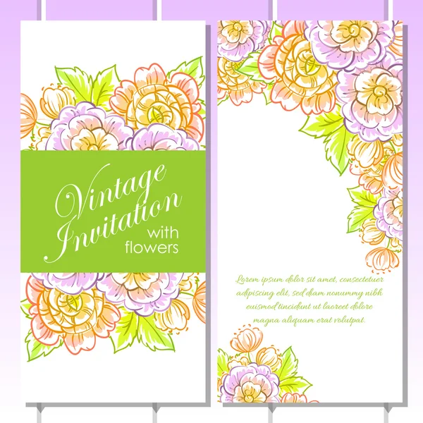 Delicate invitation with flowers for wedding — Stock Vector