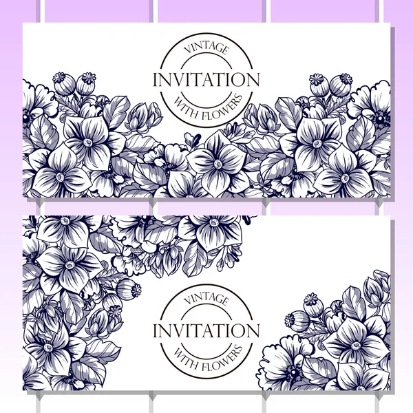 Delicate invitation with flowers for wedding — Stock Vector