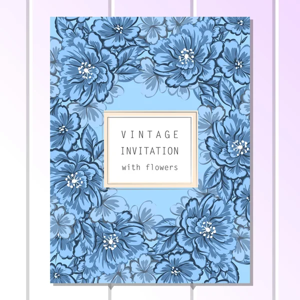 Delicada invitación con flores para la boda — Vector de stock