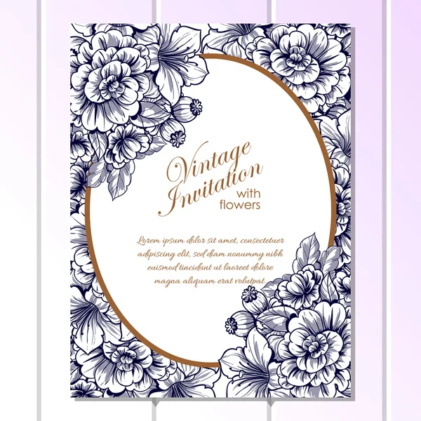 Delicate invitation with flowers for wedding — Stock Vector