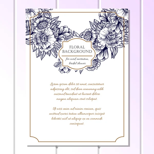 Delicada invitación con flores para la boda — Archivo Imágenes Vectoriales