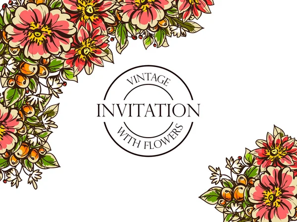 Delicada invitación con flores para la boda — Archivo Imágenes Vectoriales