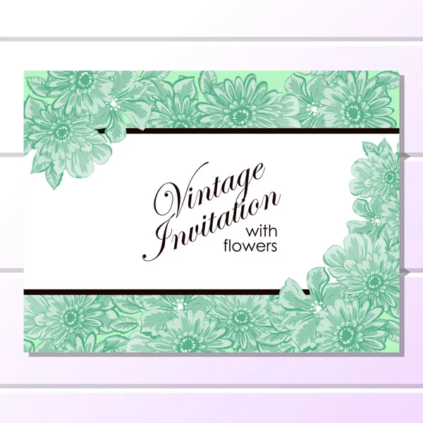 Invitation délicate avec des fleurs pour mariage — Image vectorielle