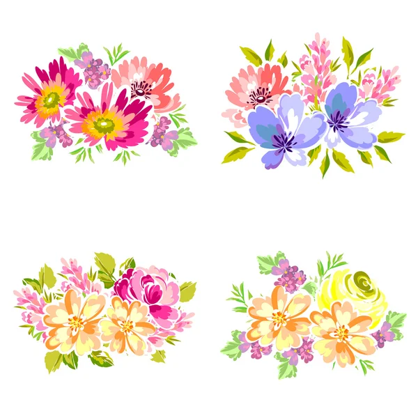 Flower bouquet set — Stock Vector