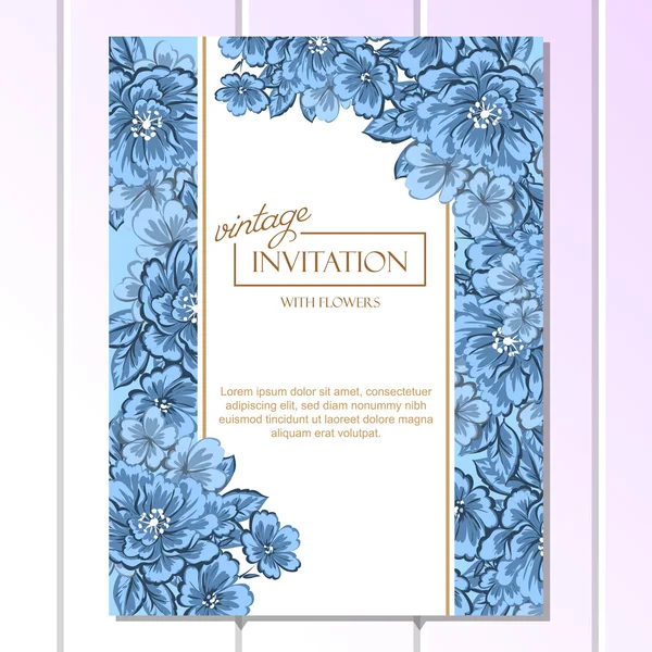 Invitation délicate avec des fleurs pour mariage — Image vectorielle