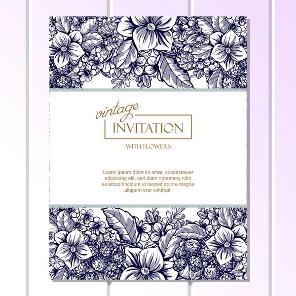 Invitation délicate avec des fleurs — Image vectorielle