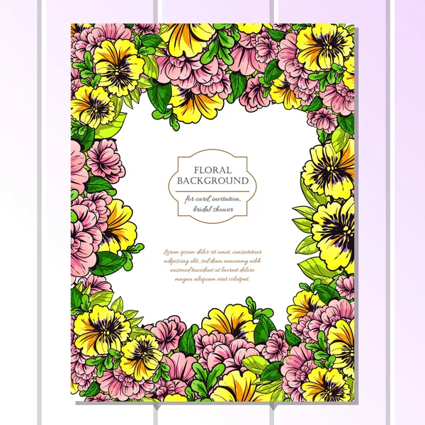 Invitation délicate avec des fleurs pour mariage — Image vectorielle