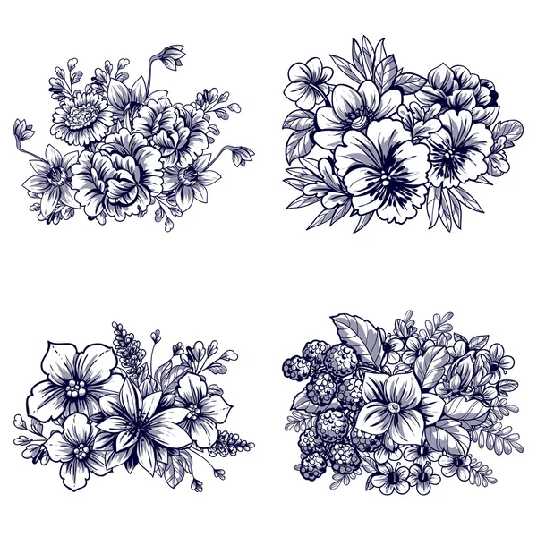 Bouquet de fleurs ensemble — Image vectorielle