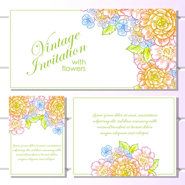 Invitation délicate avec des fleurs pour mariage — Image vectorielle