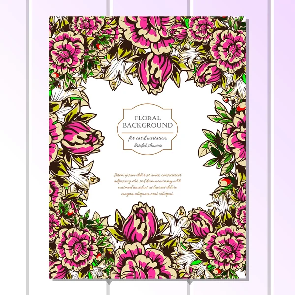 Invitation délicate avec des fleurs pour mariage — Image vectorielle