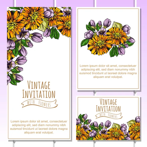 Invitation délicate avec des fleurs — Image vectorielle