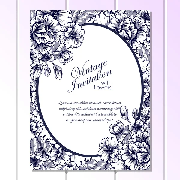 Delicate invitation with flowers for wedding — Stock Vector