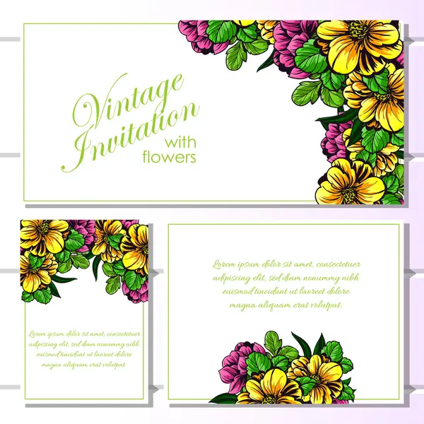 Invitation délicate avec des fleurs pour mariage — Image vectorielle