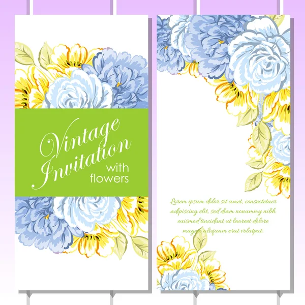 Invitation délicate avec des fleurs pour mariage — Image vectorielle