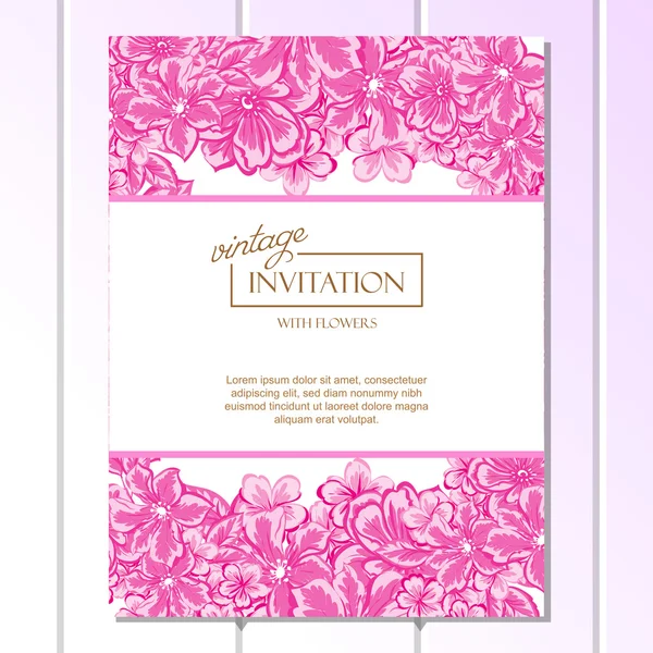 Invitation délicate avec des fleurs pour mariage — Image vectorielle