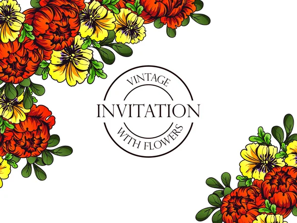 Delicada invitación con flores para la boda — Archivo Imágenes Vectoriales