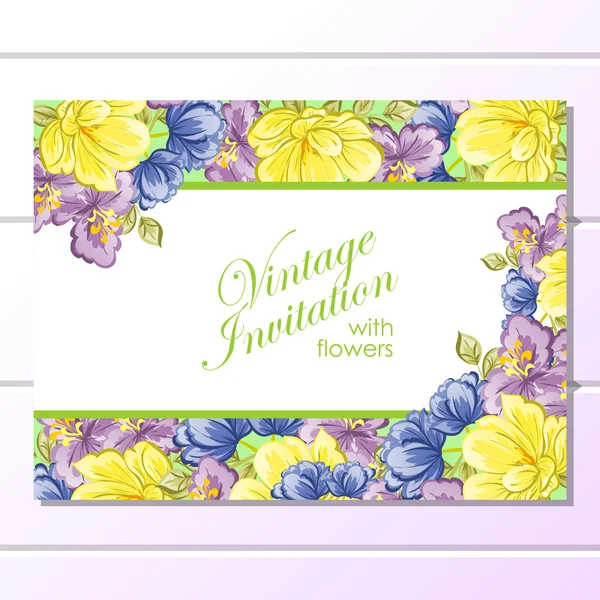 Invitation délicate avec des fleurs pour mariage — Image vectorielle