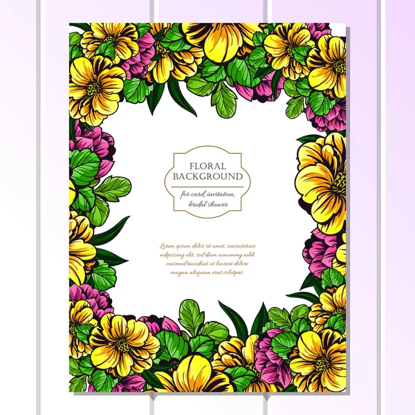 Invitation délicate avec des fleurs pour mariage — Image vectorielle