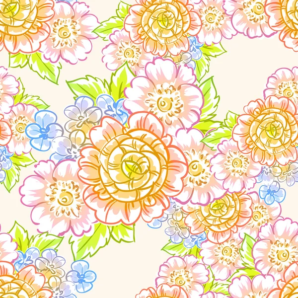 Bloemen naadloos patroon — Stockvector